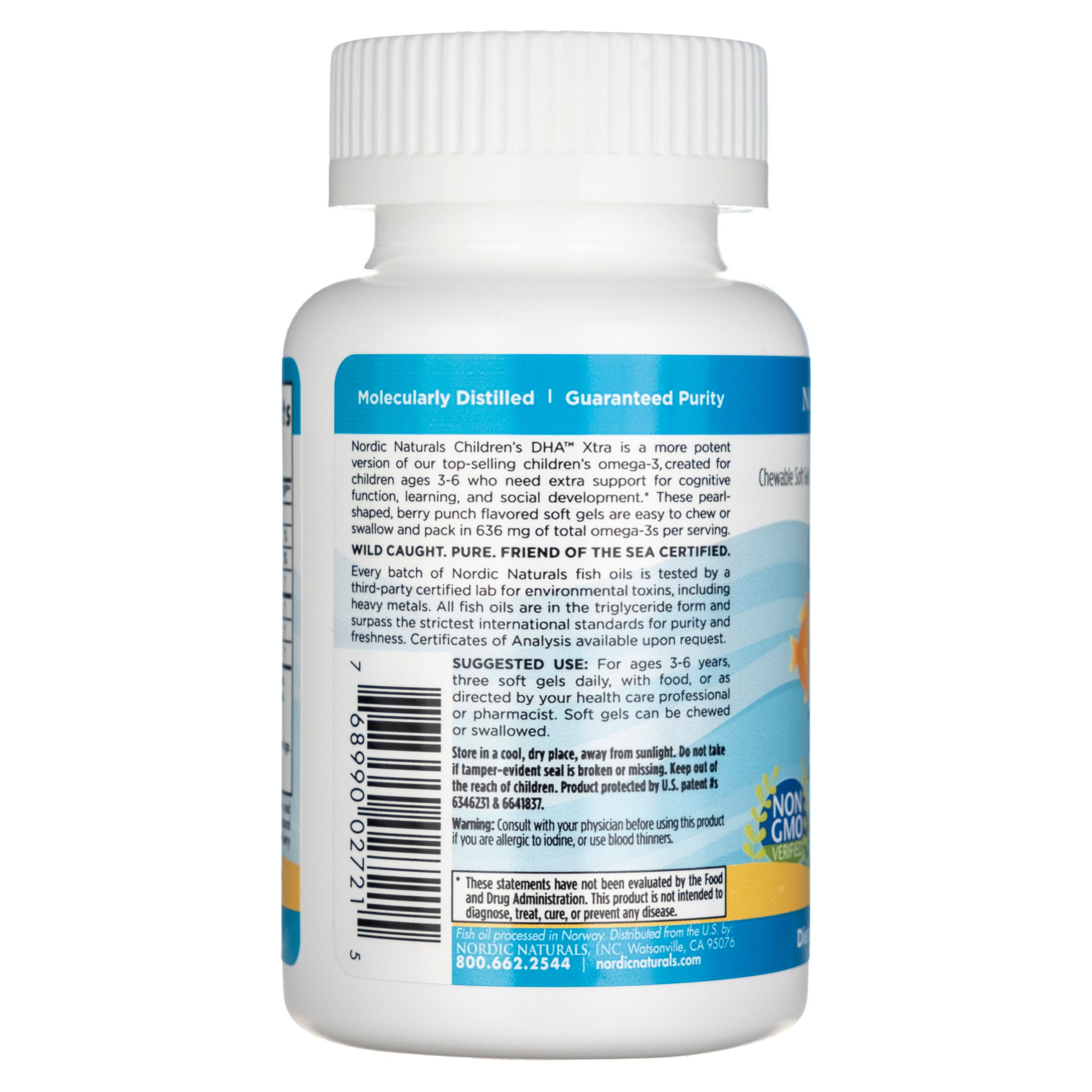 Bouteille de Nordic Naturals Children's DHA Xtra Softgels, saveur baie.