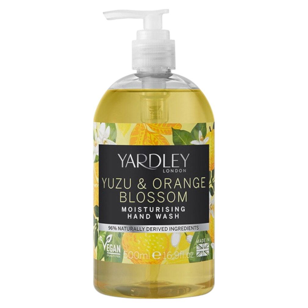 Yardley London Yuzu & Orange Blossom Hand Wash, 500ml. Savon liquide hydratant avec distributeur à pompe.