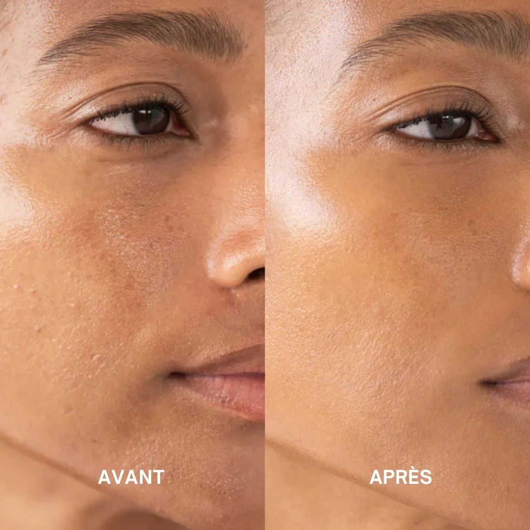 Tube de gommage facial. Texte : Sans compromis. Sans parabènes, silicones, phtalates, PEG. Testé dermatologiquement.