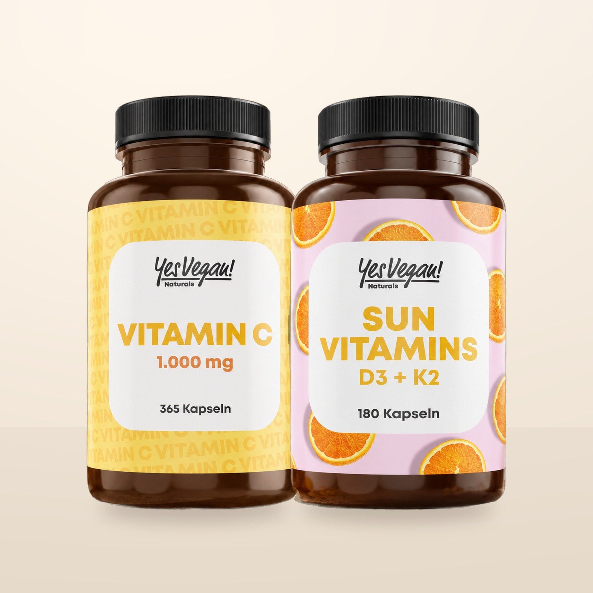 Fles met 365 capsules Ashwa Gandha + B1 + B6 + B12.