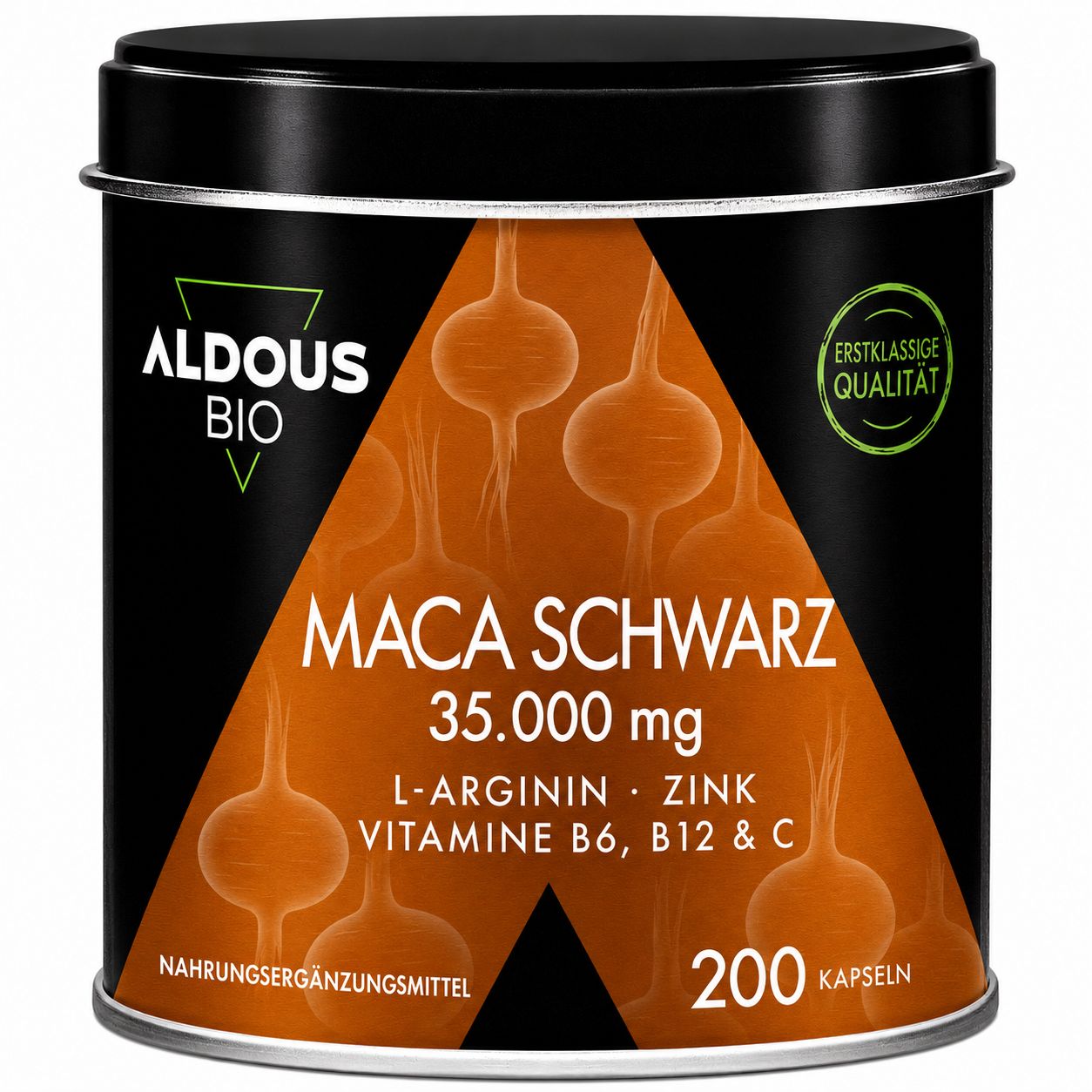 Zwarte Maca capsules, 200 stuks, 35.000 mg, L-Arginine, Zink, Vitamines B6, B12 & C.