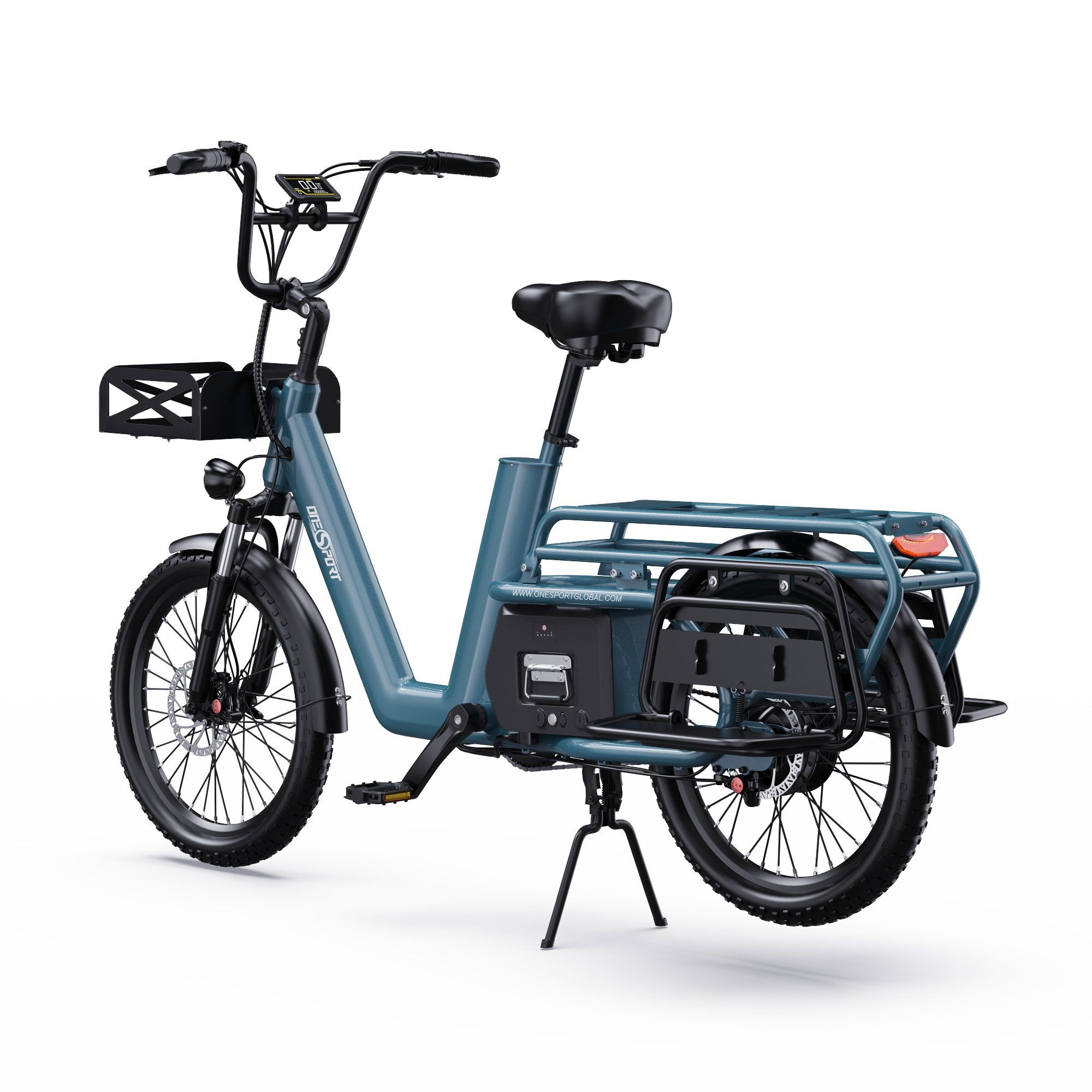 ONESPORT OT01 Vélo cargo électrique Longtail, moteur 650 W, batterie 48 V 27 Ah