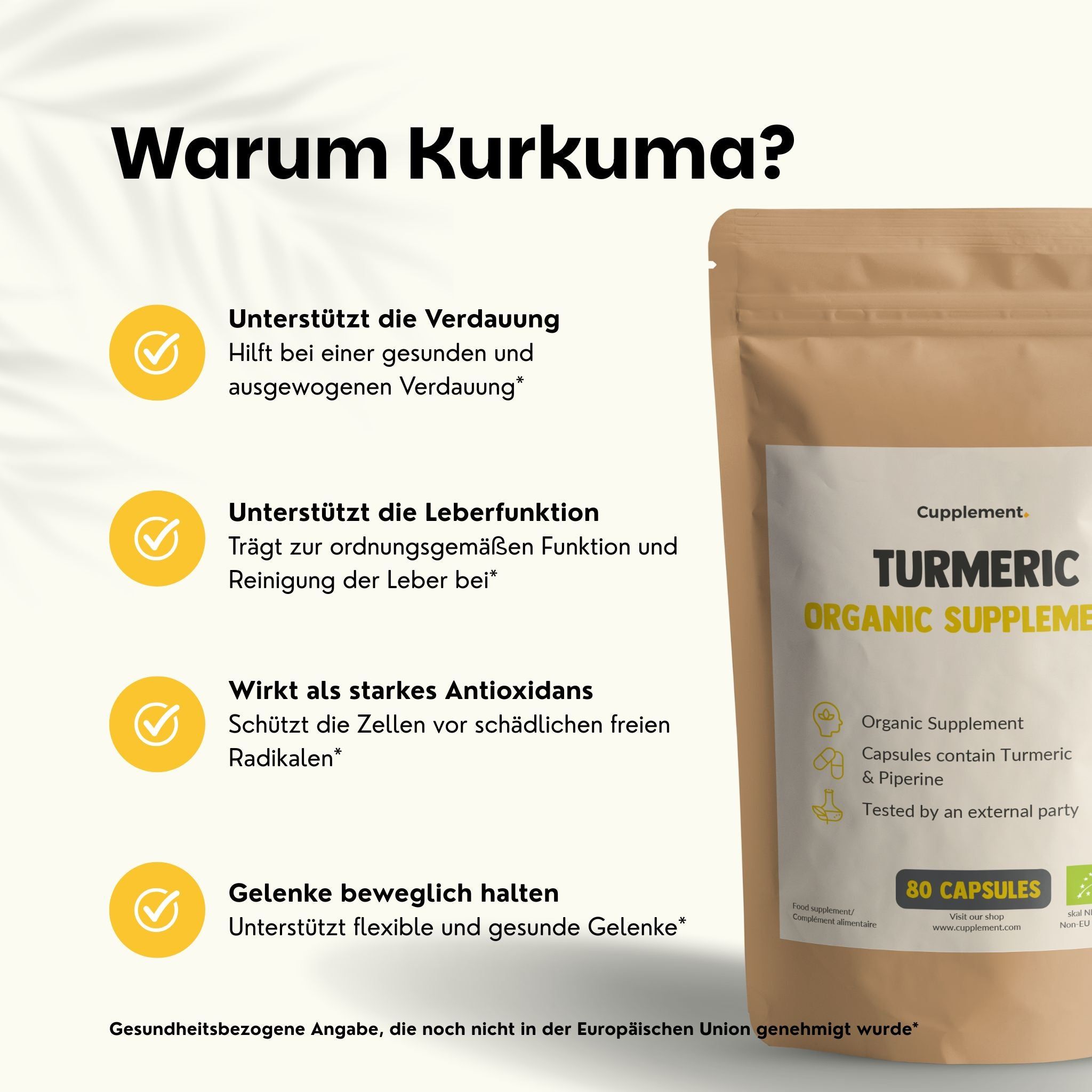 Emballage de capsules de curcuma bio.