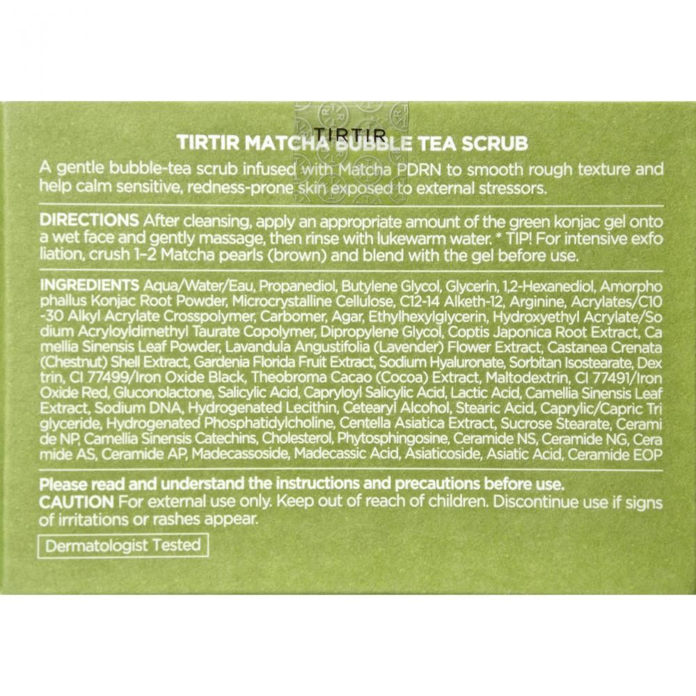 TIRTIR Matcha Bubble Tea Peeling – zachte peeling met matcha & konjac