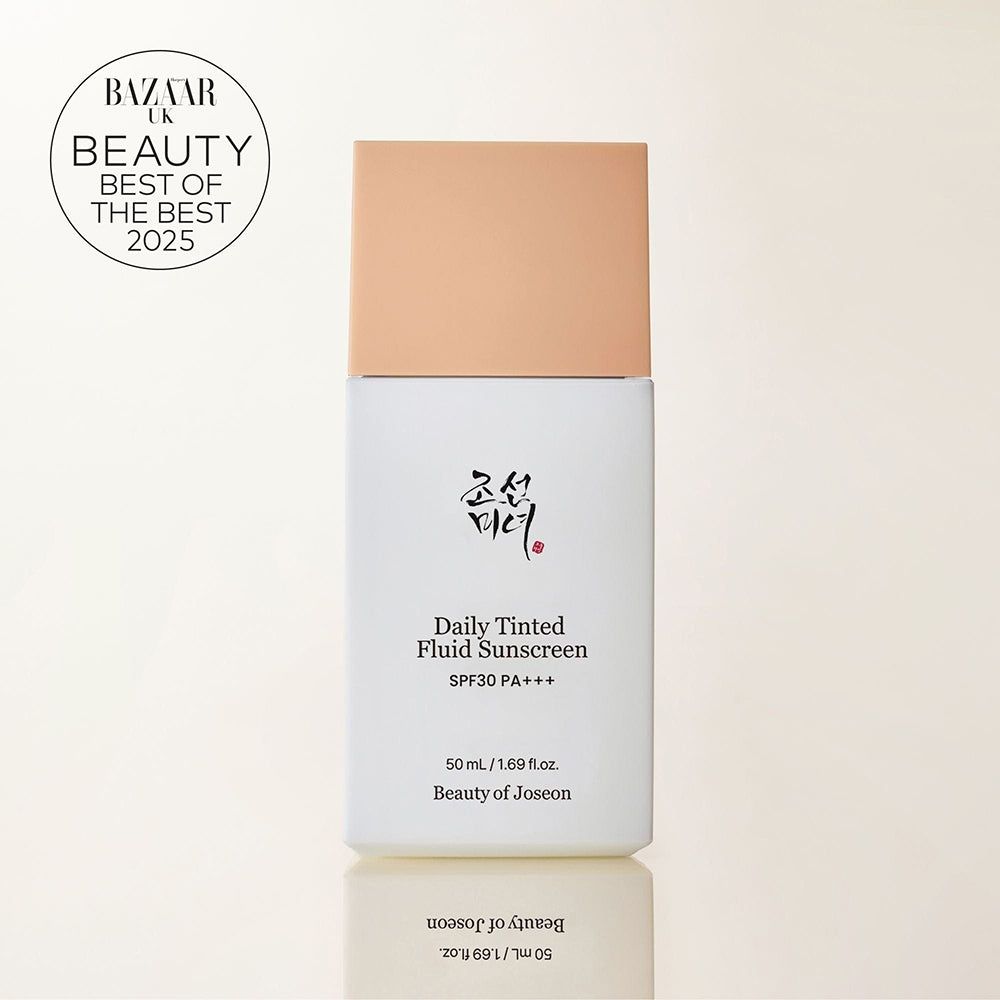 BEAUTY OF JOSEON Daily Tinted Fluid Sunscreen SPF30 PA+++, 50ml, avec le sceau 'BAZAAR BEAUTY BEST OF THE BEST 2025'.