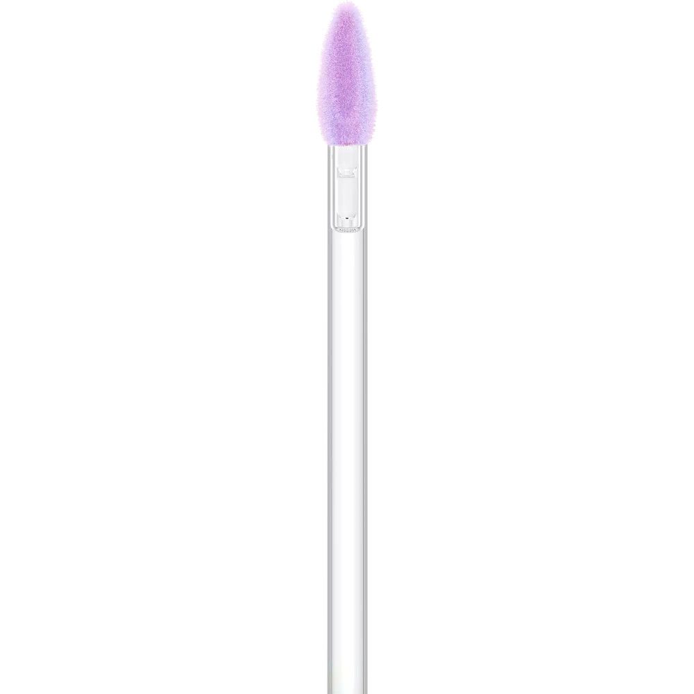 Applicator voor lipgloss. Staafje met paarse applicatorpunt. Transparante kunststof.