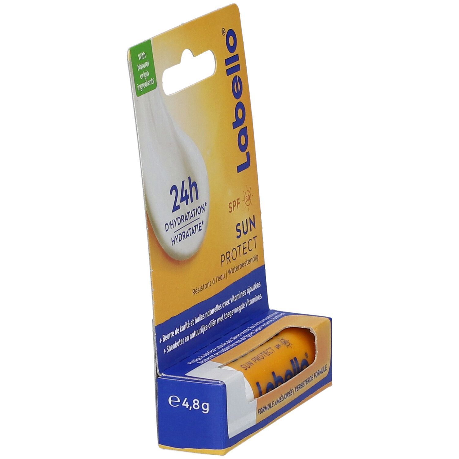Labello Sun Protect SPF30 en emballage, vue de côté.