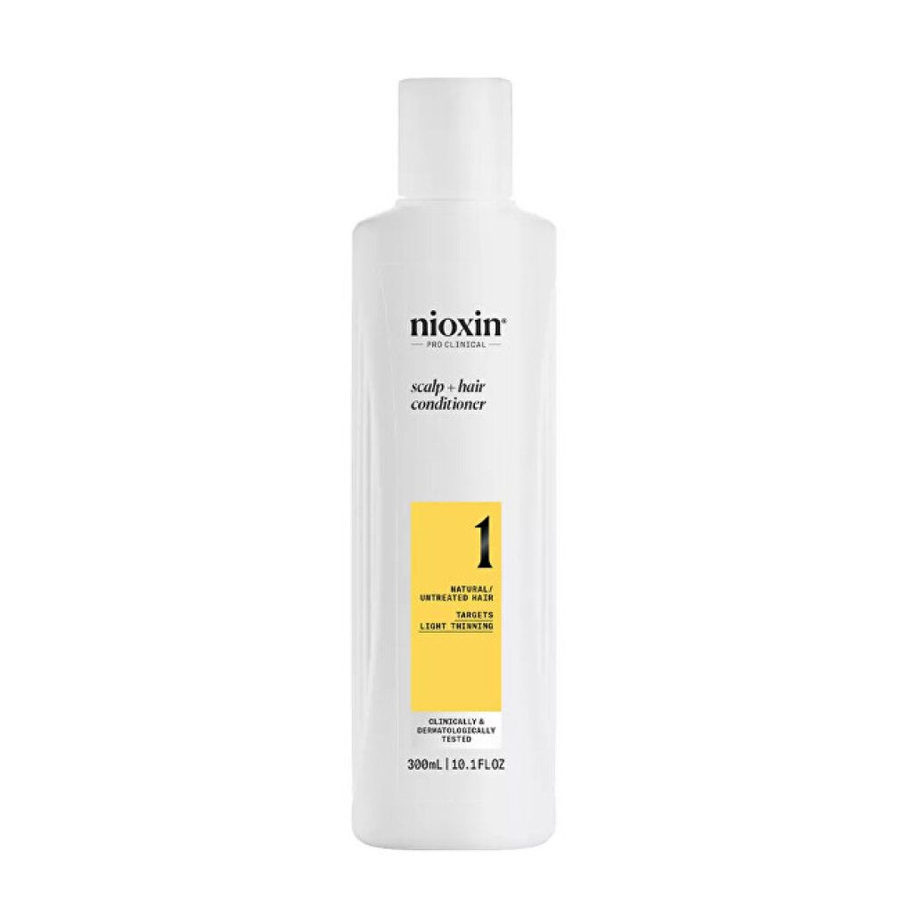 Bouteille blanche Nioxin Scalp Hair Conditioner Système 1, 300ml.