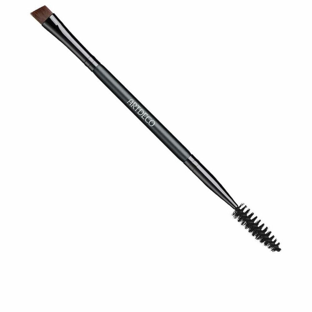 Pinceau à sourcils double. Une extrémité avec une brosse biseautée, l'autre avec une brosse en spirale. Manche noir avec inscription Artdeco.