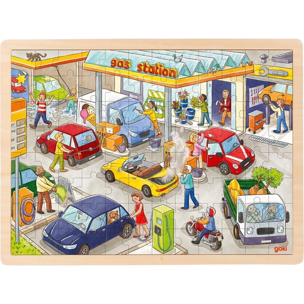 goki houten puzzel tankstation 96 delen