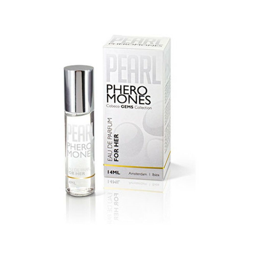 Flacon de parfum et boîte "PEARL PHEROMONES FOR HER".