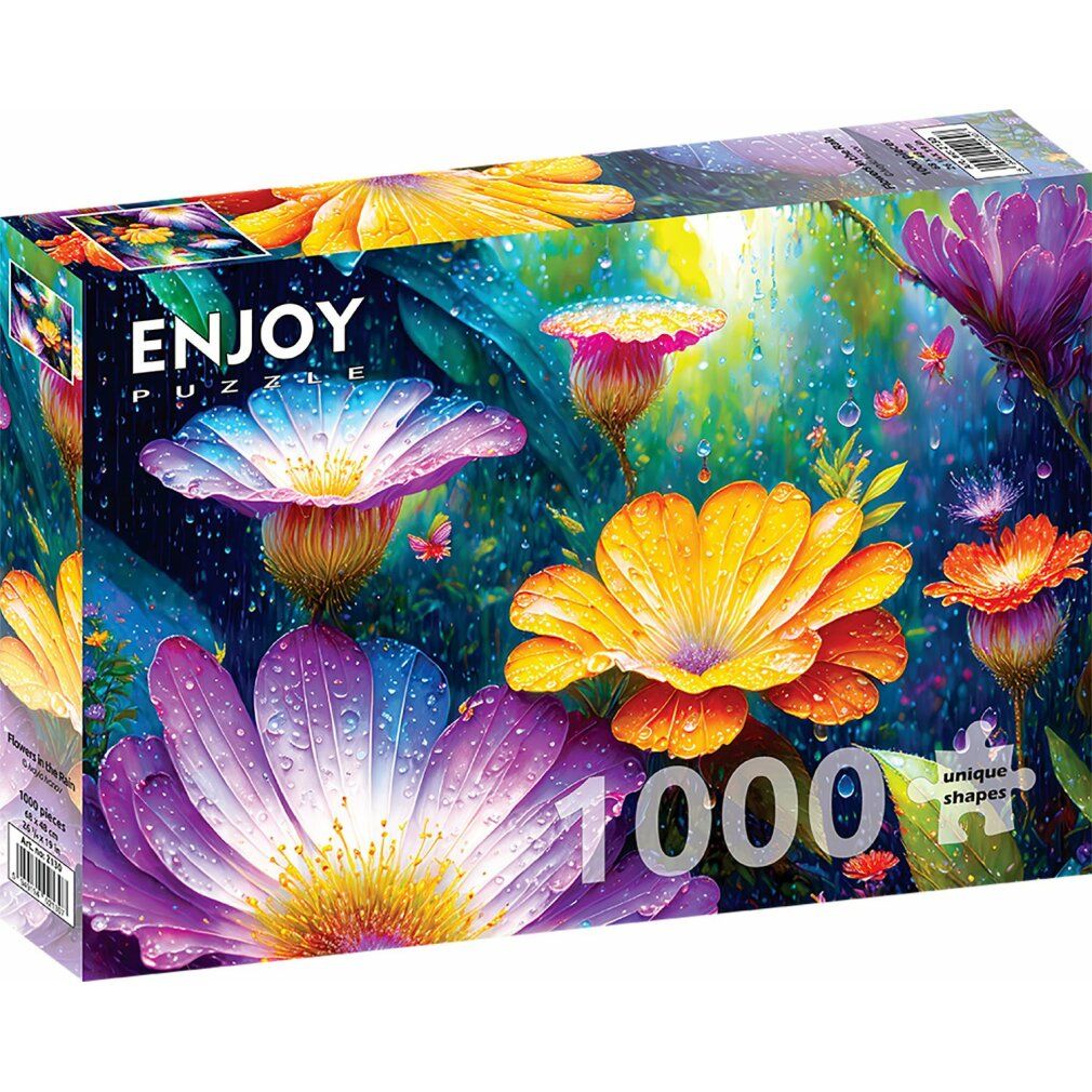 enjoy Puzzel bloemen in regen 1000 stukken