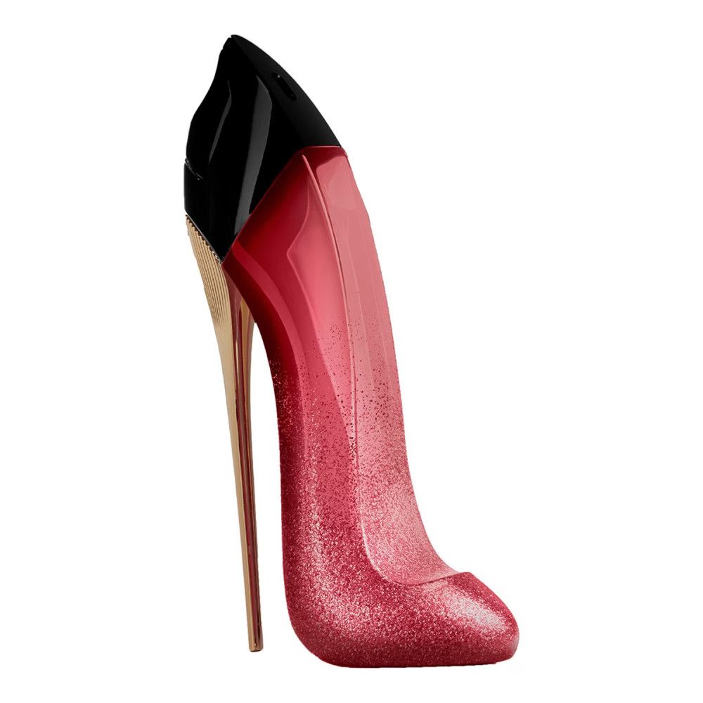 Flacon de parfum Carolina Herrera Very Good Girl Glam en forme de chaussure, vue de côté.