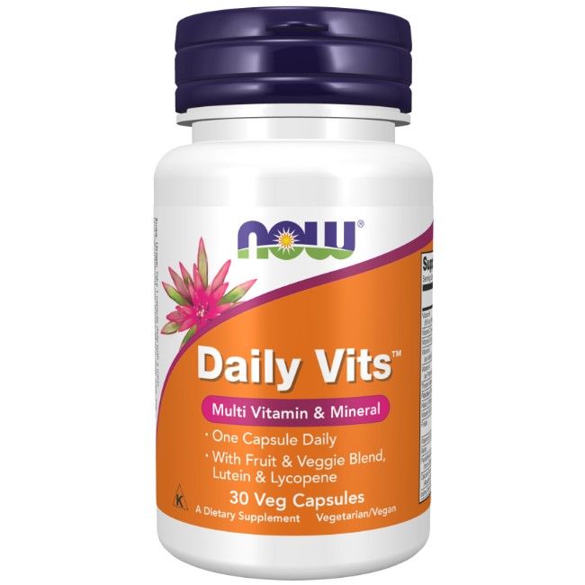Bouteille de 30 gélules "Daily Vits" Multi Vitamine & Minéral de NOW.