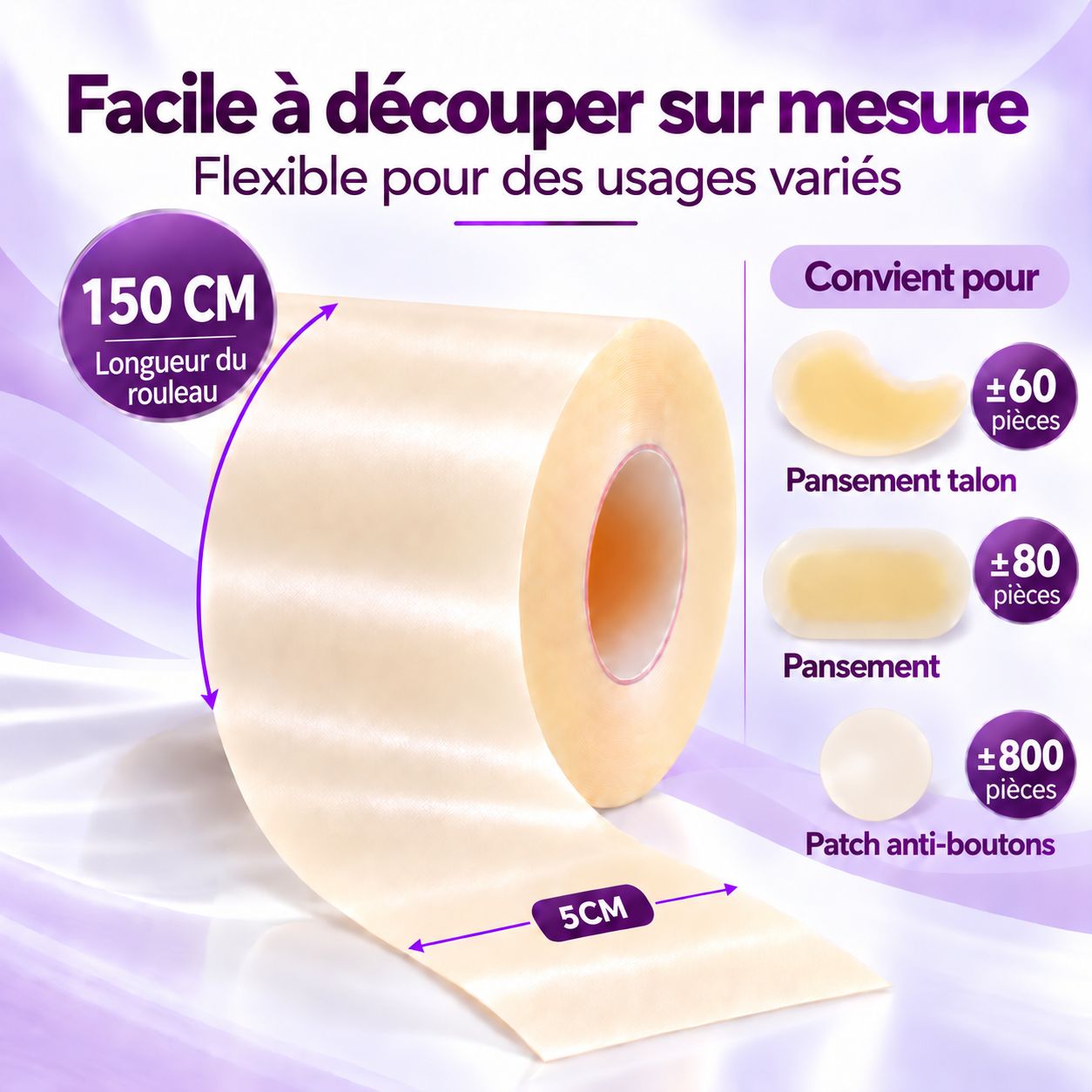 Protège la peau des saletés et bactéries, respirant et flexible.