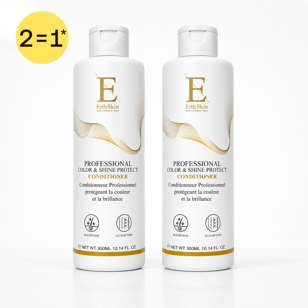 Deux bouteilles de ErthSkin London Color & Shine Protect Conditioner, 300ml chacune.