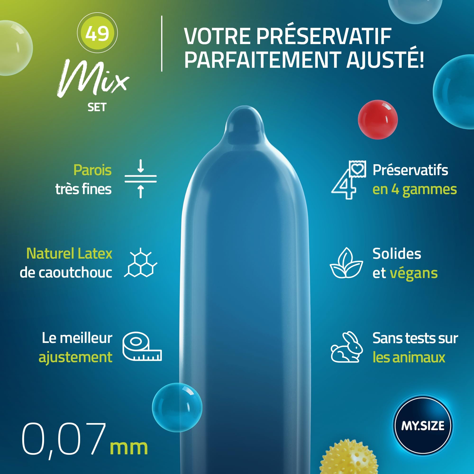 MY.SIZE Mix Préservatif Set Taille 2 49mm