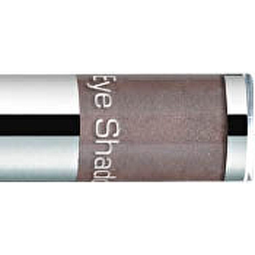 Gros plan de la recharge d'ombre à paupières. Boîtier argenté, ombre à paupières marron, texte 'Eye Shad'.