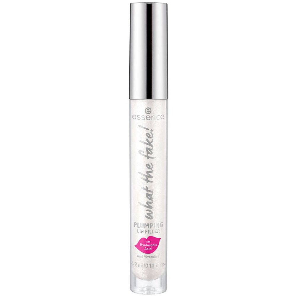 Transparante lipgloss in een tube met zilveren dop. Opschrift: What the Fake! Plumping Lip Filler. Met hyaluronzuur en vitamine E.