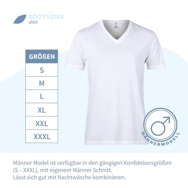 T-shirt blanc à col en V. Tailles de S à XXXL. Modèle homme.