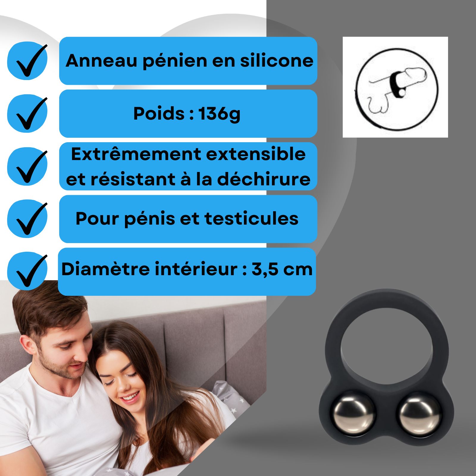 Lovelyness - Anneau pénien avec poids - Heavy - M