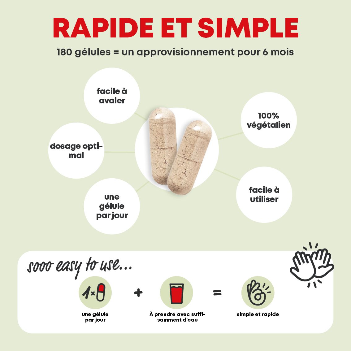 Deux gélules de Quercétine, avec indications pour une application rapide et simple.