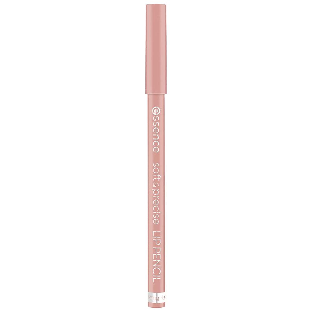 Roze lippotlood met dop. Opschrift: Essence soft & precise LIP PENCIL.