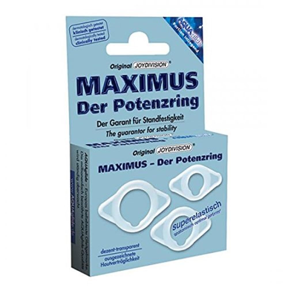 JOYDIVISION MAXIMUS Potenzring 15mm verpakking. Toont drie witte, transparante ringen.