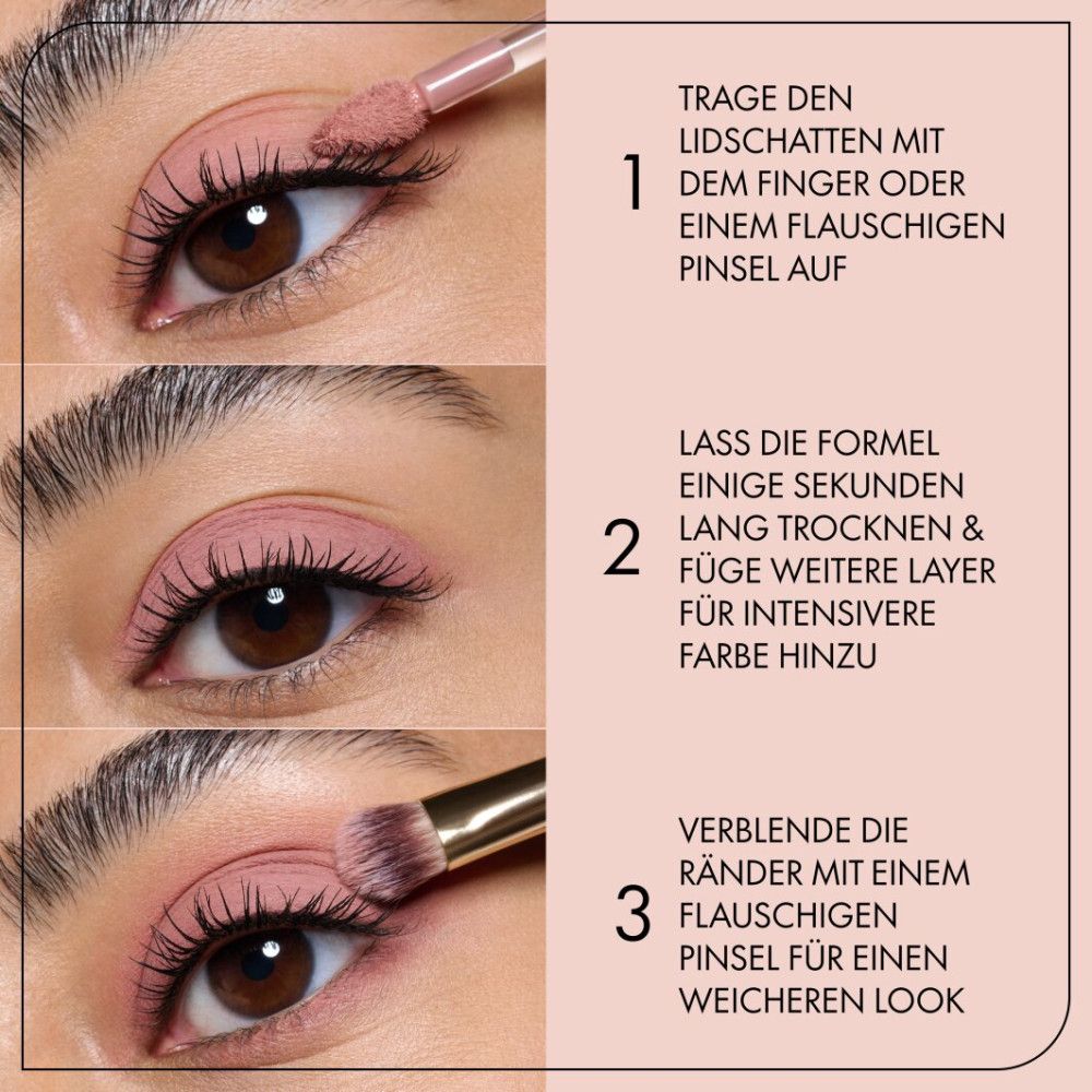 Instructions étape par étape pour appliquer le fard à paupières au pinceau ou au doigt pour un look doux.