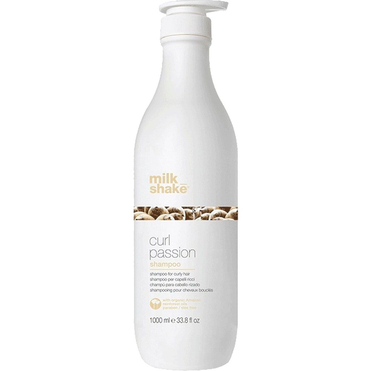 Flacon pompe blanc avec Milkshake Curl Passion Shampoo, 1000 ml.
