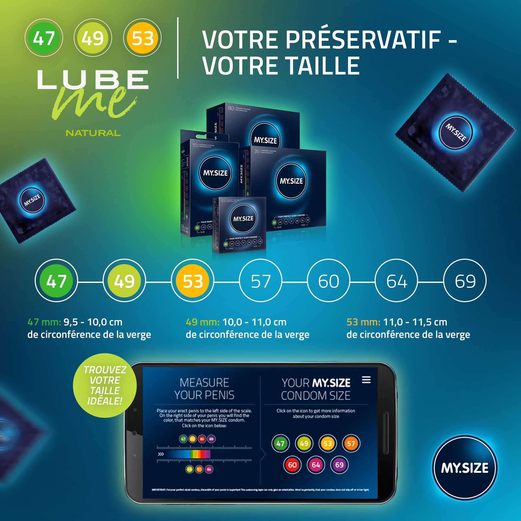 MY.SIZE Préservatifs + LUBE ME Natural Set