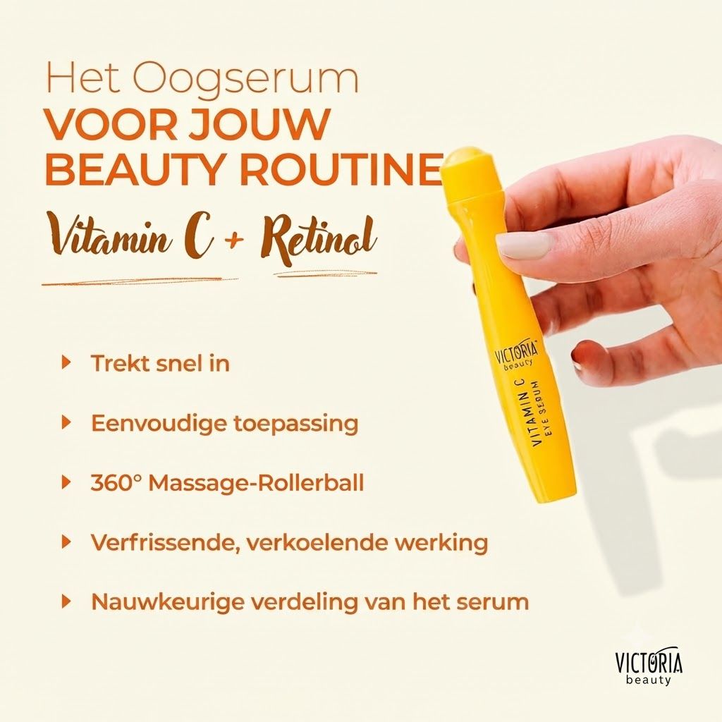 Gele oogroller met Vitamine C en Retinol van Victoria Beauty.