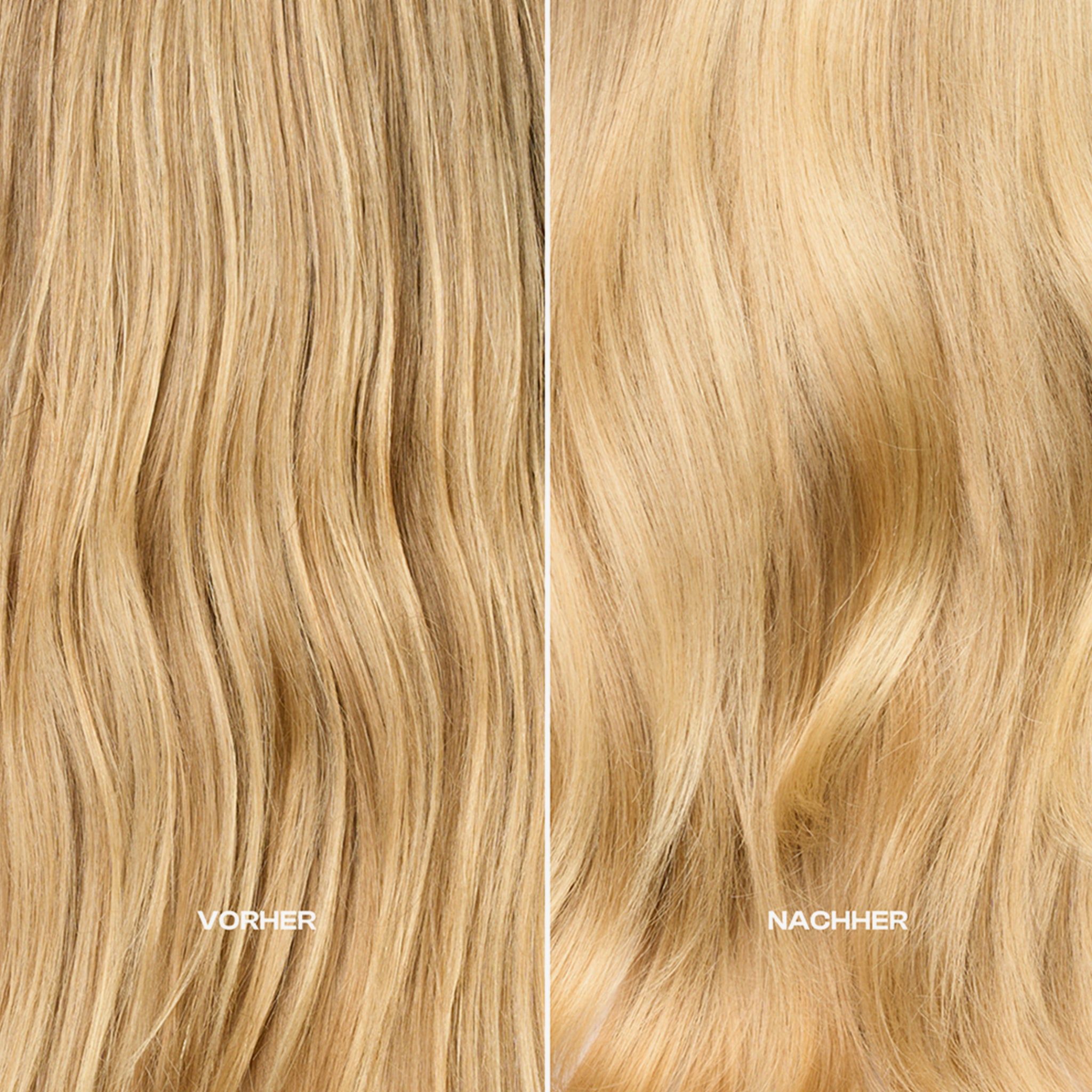 Deux sections de cheveux côte à côte. À gauche : "AVANT". À droite : "APRÈS".