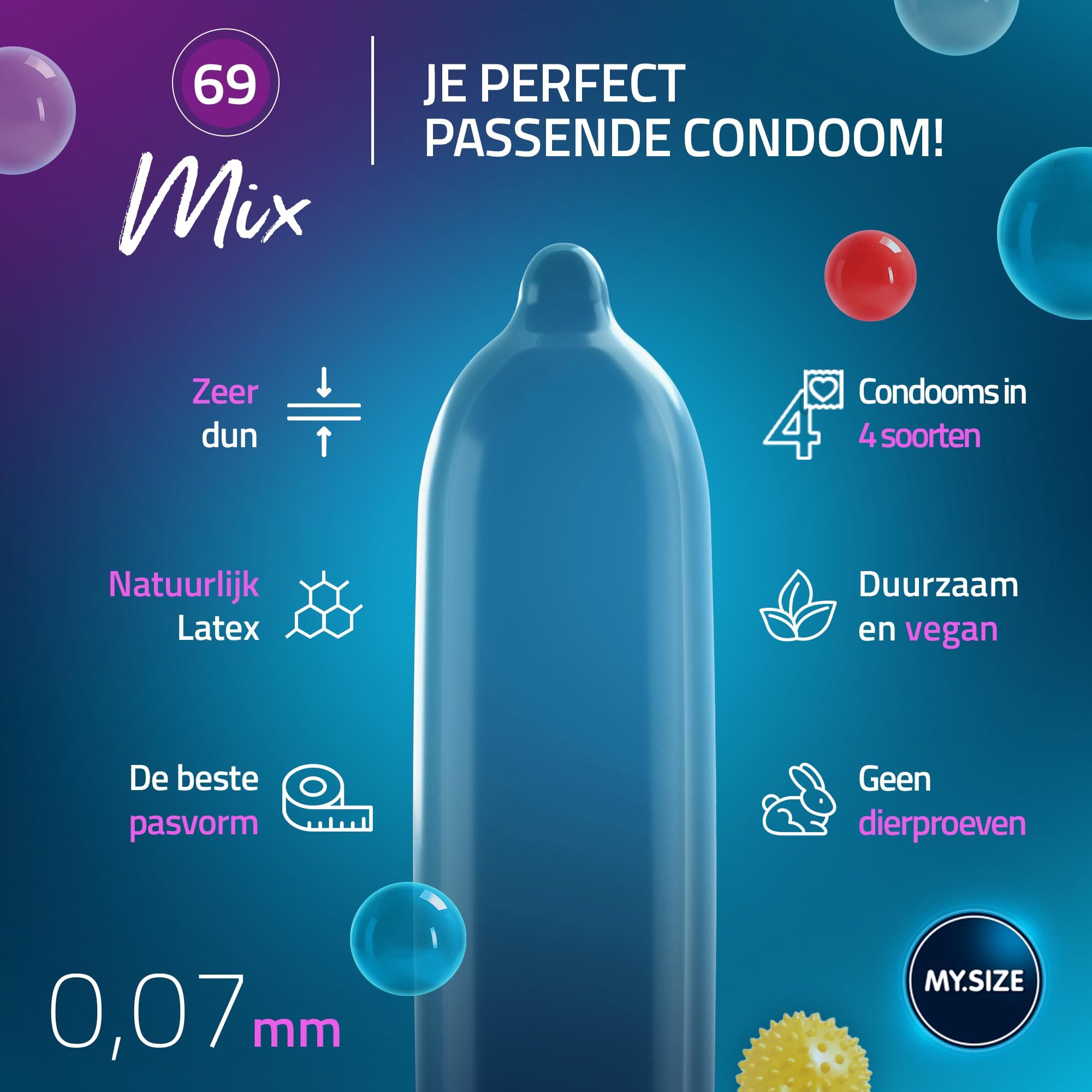 My.Size 69mm MIX: 7 maten, 4 varianten. Meet uw maat voor de perfecte pasvorm.