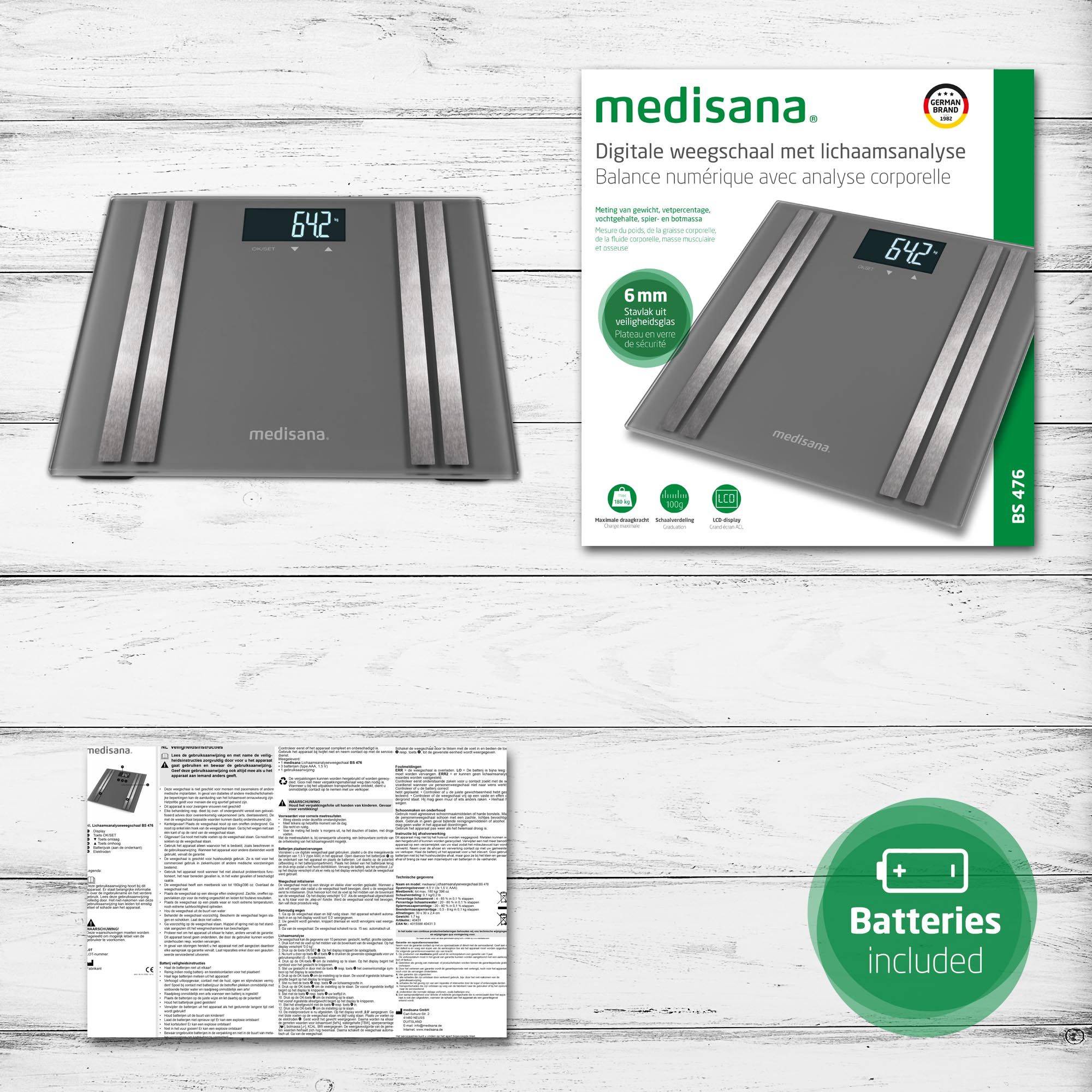 medisana BS 476 connect Balance d'analyse corporelle avec application smartphone