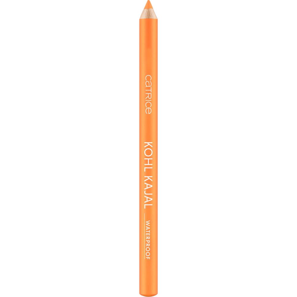 Crayon khôl orange avec texte noir. Inscription : KOHL KAJAL WATERPROOF. Marque : Catrice.