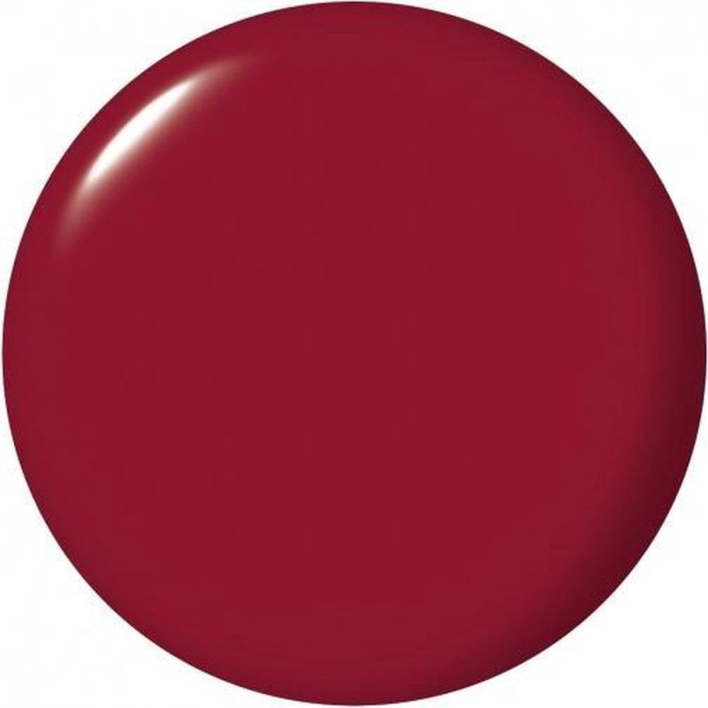 Tache de couleur ronde et brillante, rouge foncé. La teinte est uniforme, sans texture visible.