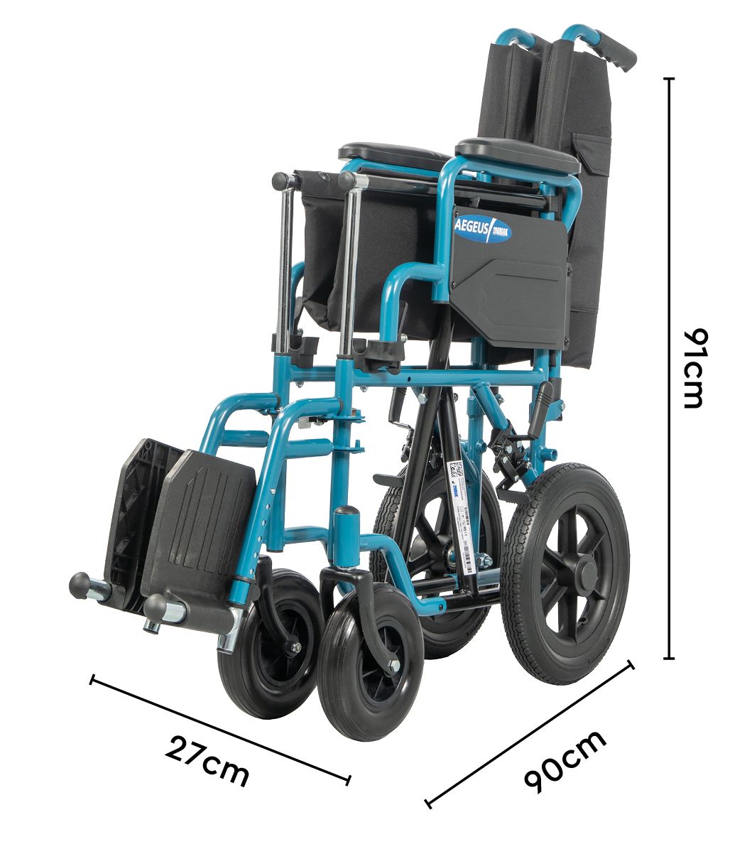 Ausilium Opvouwbare Transportrolstoel Zitbreedte voor Ouderen en Mindervaliden