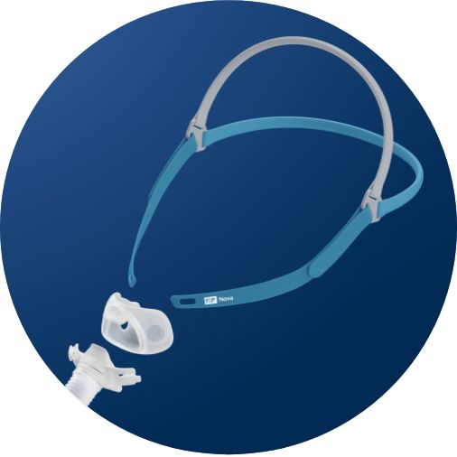 F&P Nova Micro neusmasker met afneembaar kussen en hoofdband.