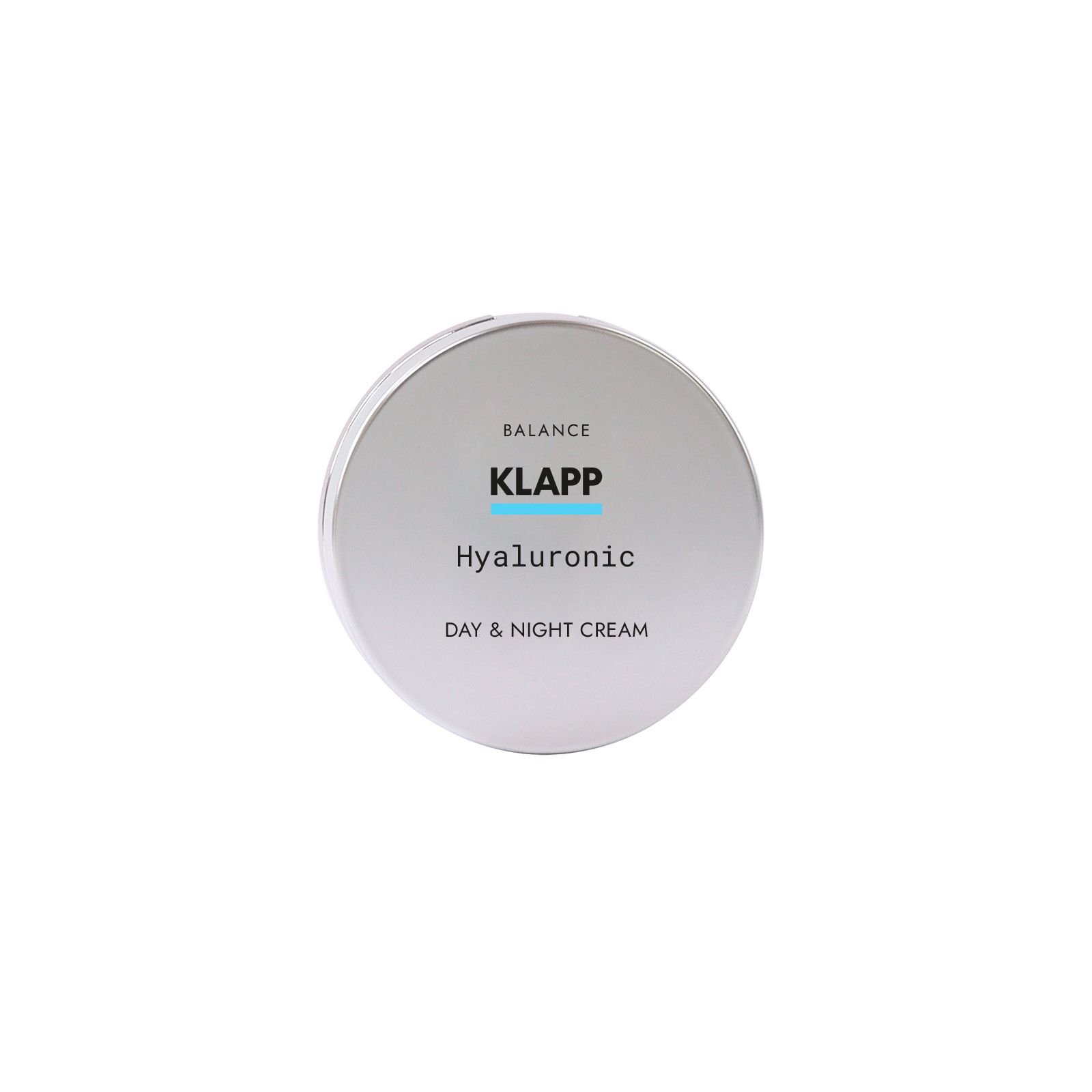 Pot Klapp Hyaluronic Day & Night Cream, couleur argent.