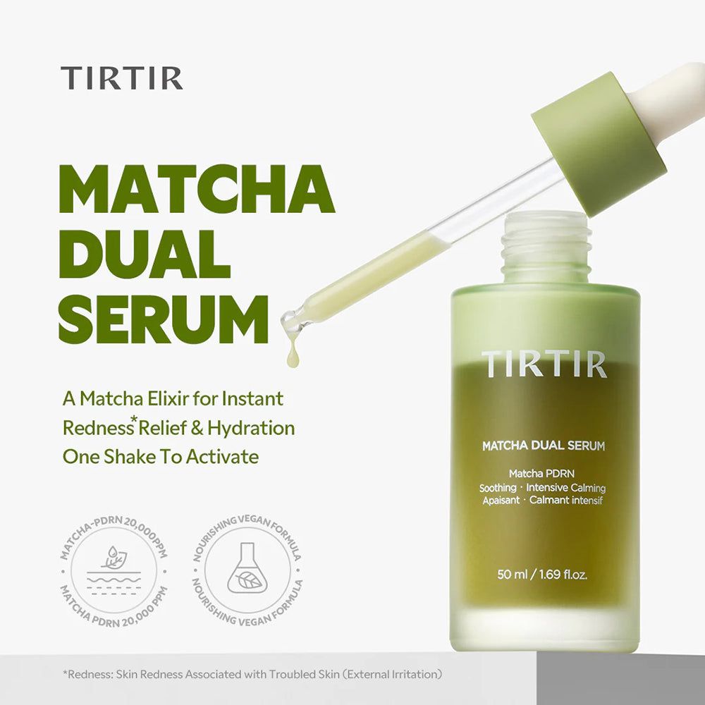 Flacon TIRTIR Matcha Dual Serum avec pipette, 50 ml, avec sceaux.