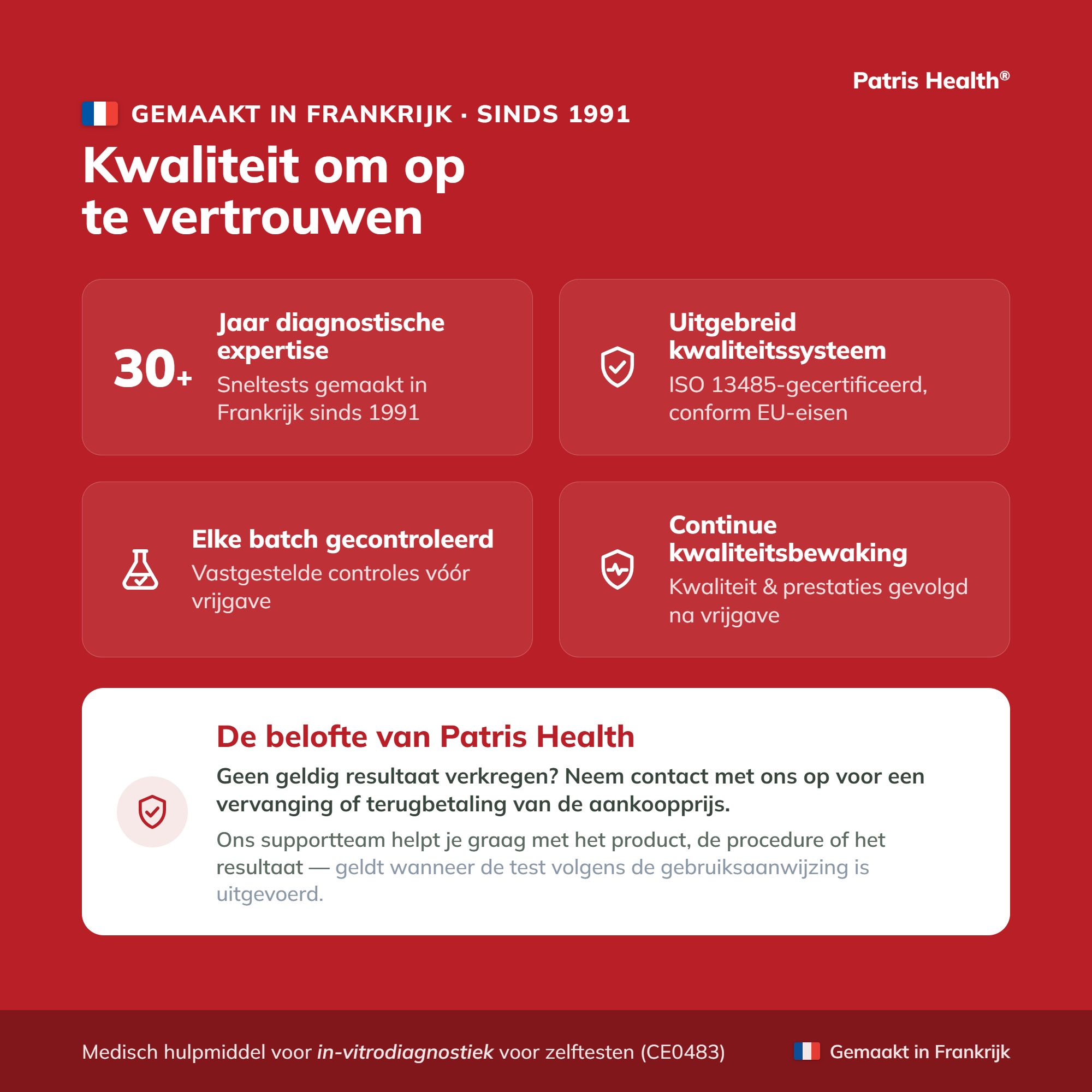Nederlandse versie van de voorzorgsmaatregelen voor de Syphilis zelftest.