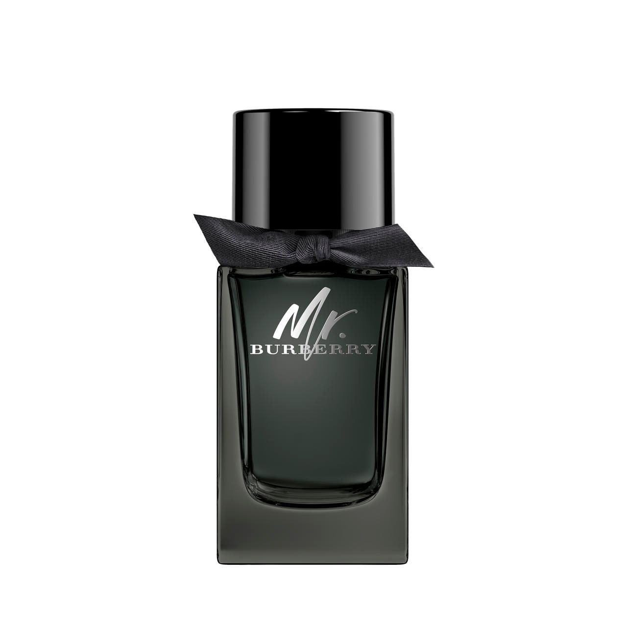 Flacon Mr. Burberry Eau de Parfum avec nœud noir.