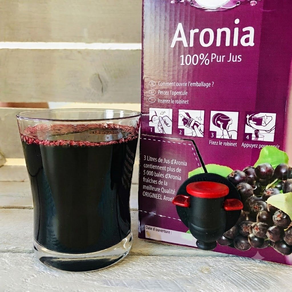 Aronia ORIGINAL Jus Aronia 3L Box avec baies d'aronia et sceau bio.