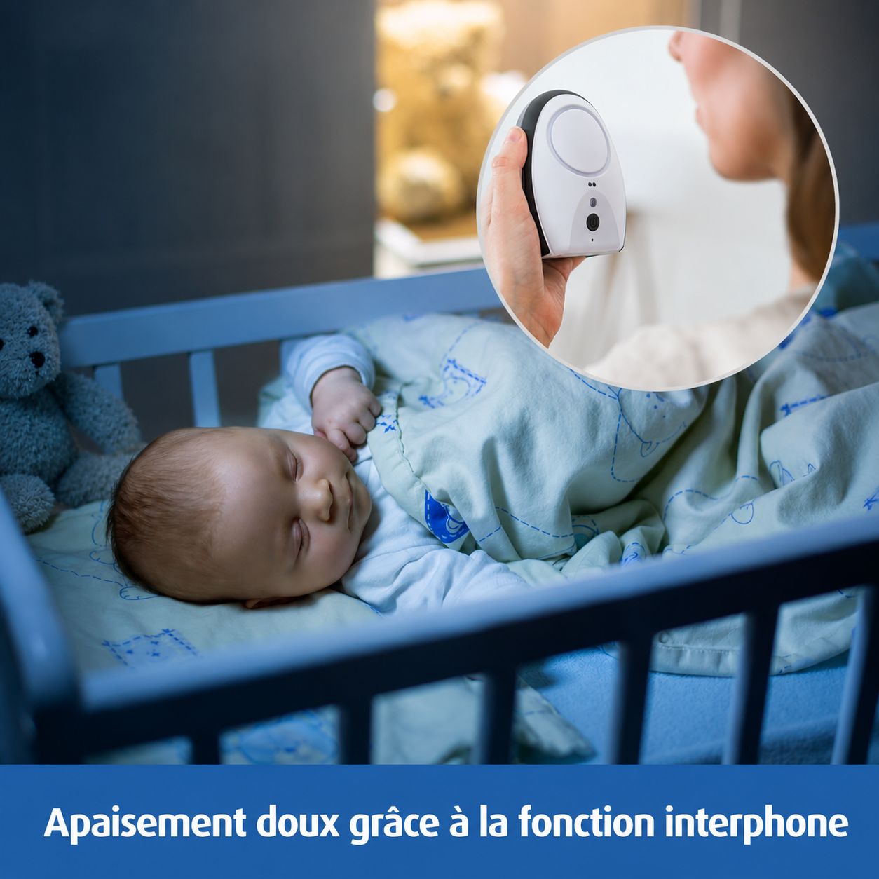 Babyphone avec veilleuse et motif oiseau.