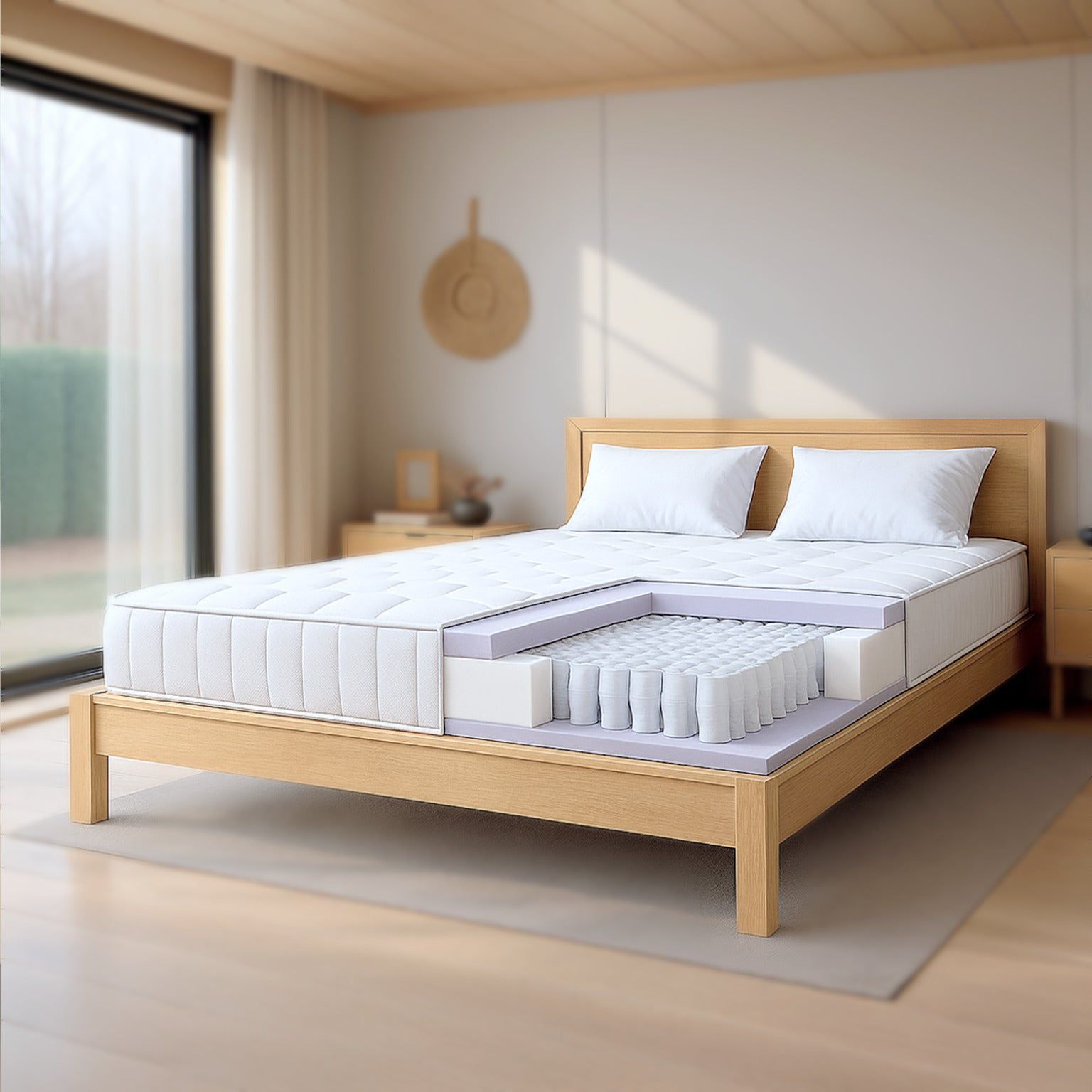 The White Stone Matras 140x190 met Pocketveren en Memory Foam | Hoogte 25 cm