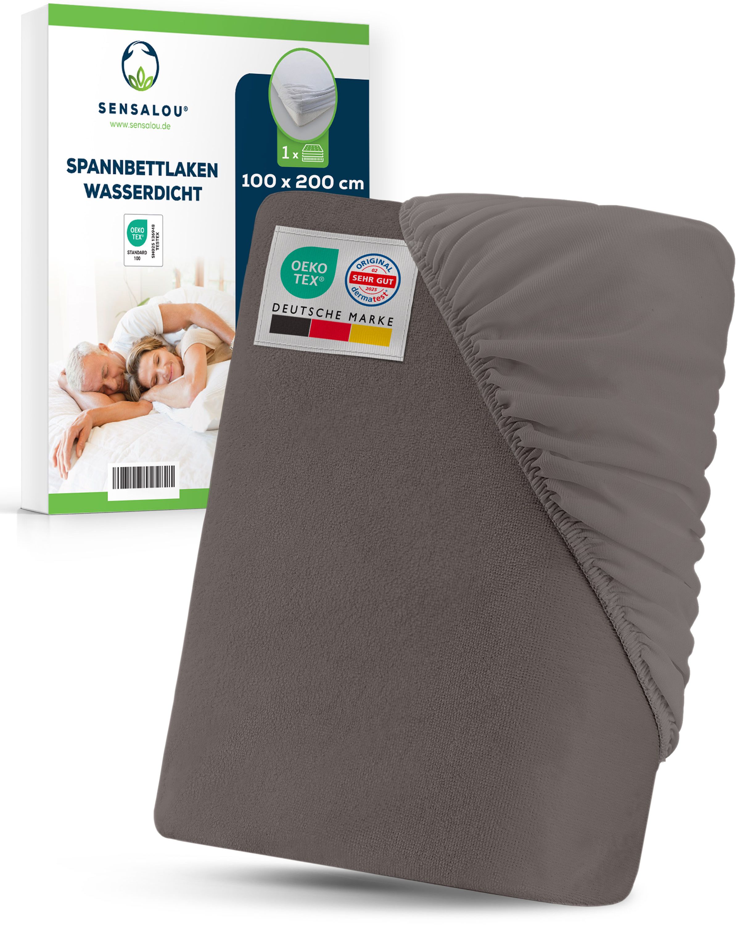 Sensalou drap-housse 100 x 200 en gris