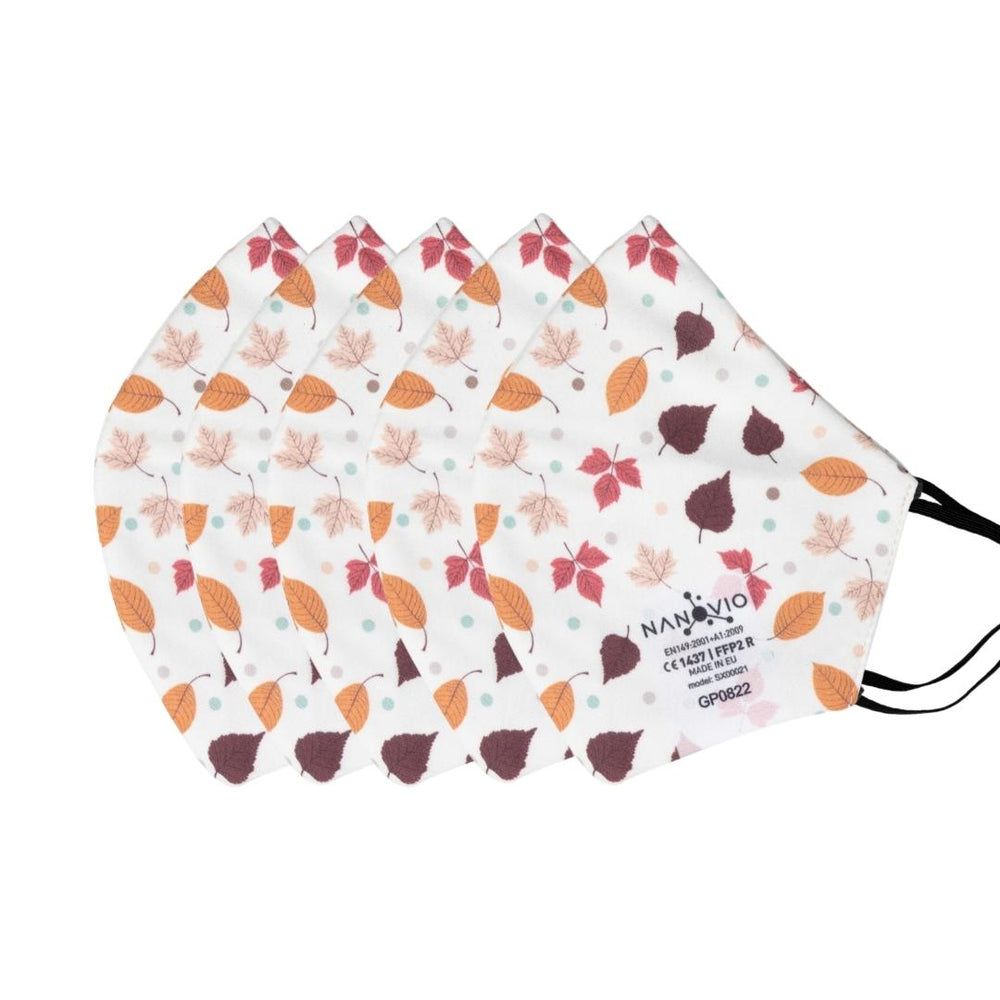 Nanovio FFP2 Maske réutilisable - Feuilles d’Automne Blanches