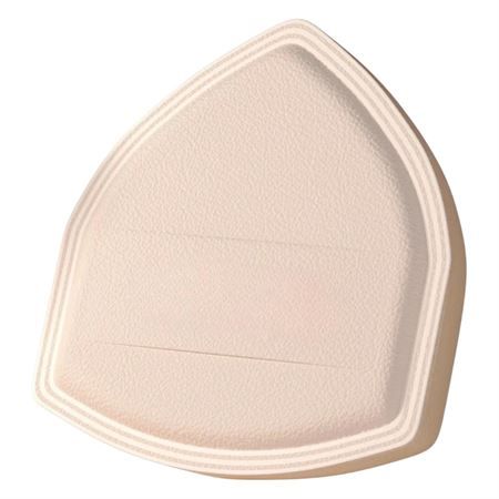 Bol triangulaire beige avec bord côtelé.