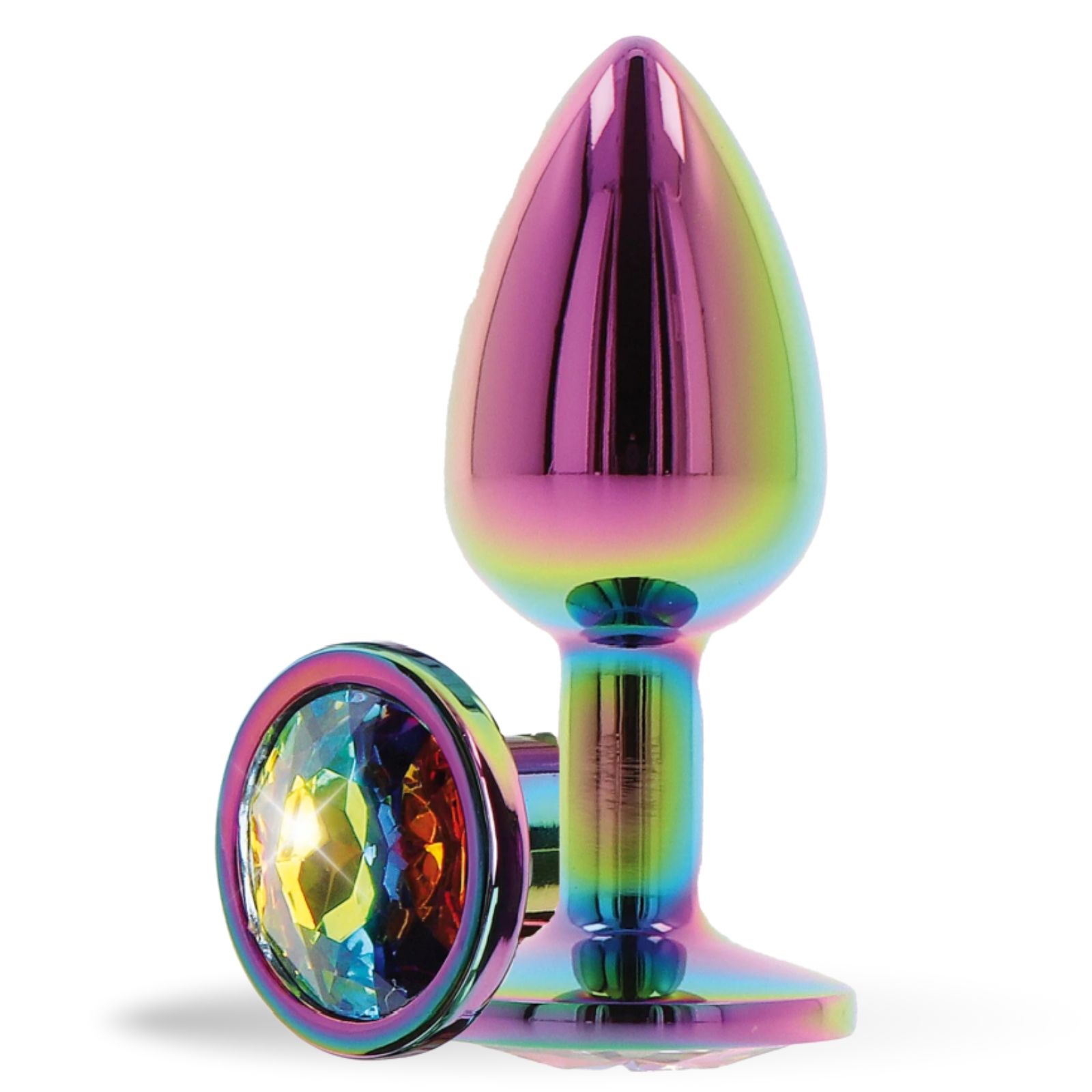 Lovelyness- Anale plug multicolor rond met decoratieve metalen steen